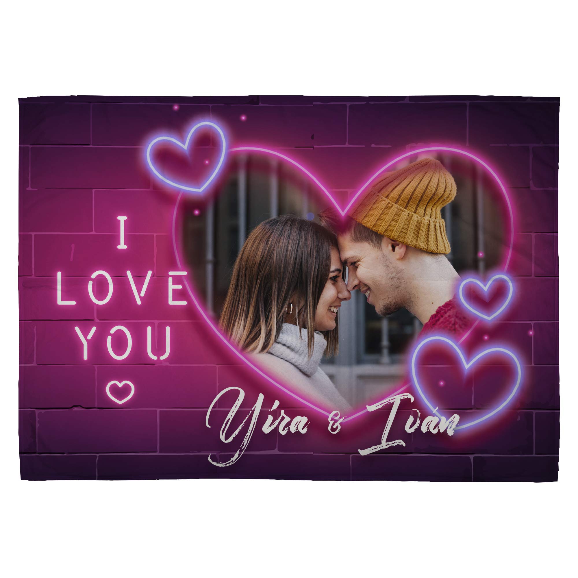 IEK Coperta Personalizzata,Plaid Personalizzato con Foto,Coperte Personalizzate con Foto,per Coppie Amici Famiglia Animali Regali Personalizzati (80x120cm / 32x47in