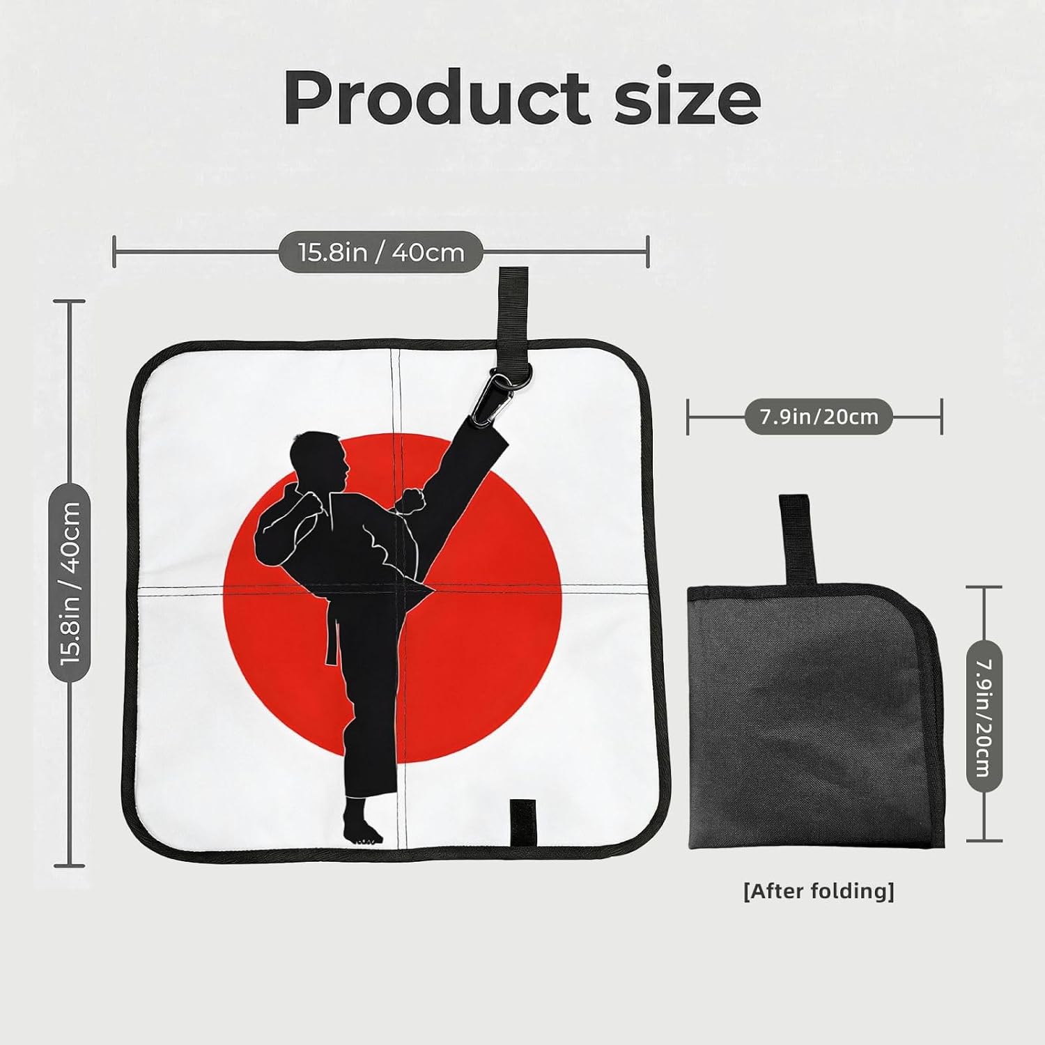 (Taekwondo Design) Sitting Pad Foldable Seat Cushion Lightweight Camping Seat Mat with Hook for Outdoor Hiking Picnic Camping