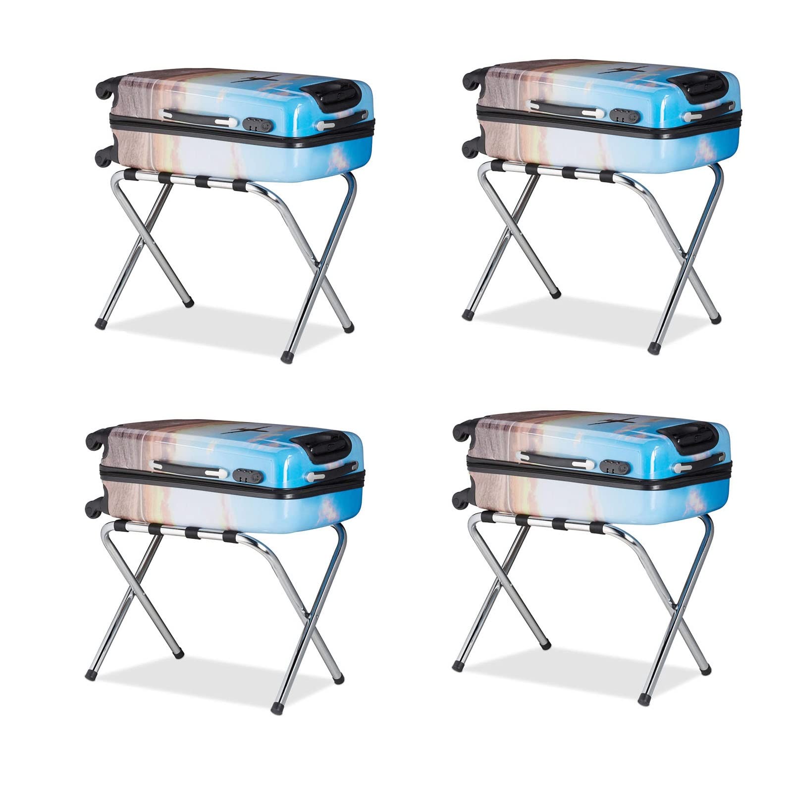 Porte-bagages d'hôtel pliable en acier pour éviter le mal de dos en déballant