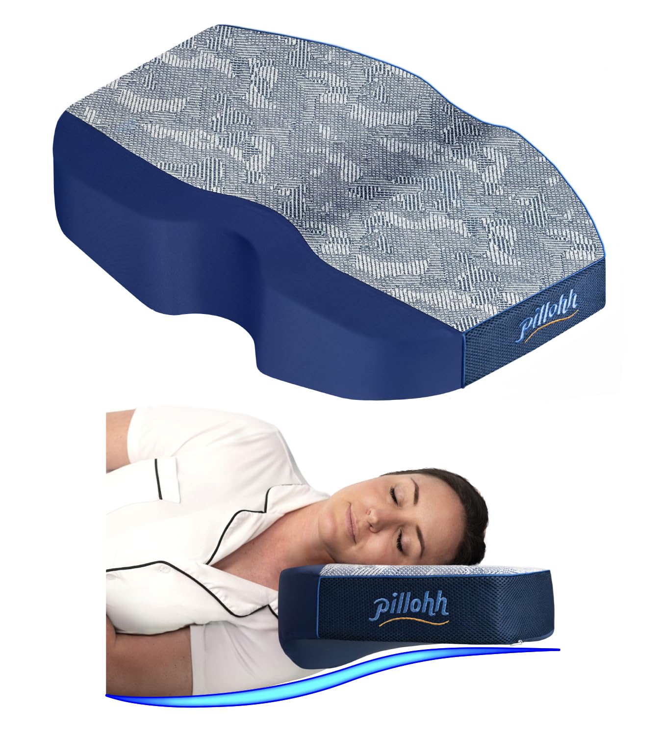 Amazon.com: pillohh. Ergonomic Side Sleeper Contoured Pillow for