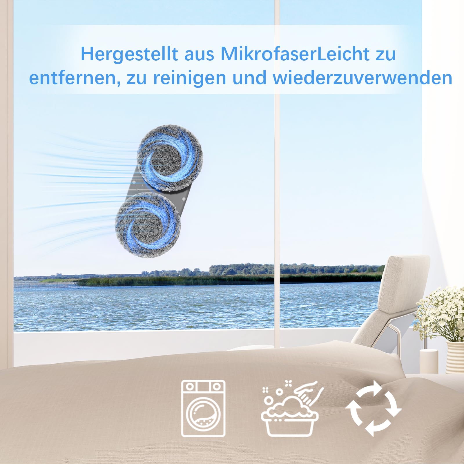 Tosima W2 fensterputzroboter 3800 PA automatischer fensterroboter mit Fernbedienung intelligenter Navigation und intelligenter Kantenerkennung geeignet für den Außen- und Innenbereich schwarz