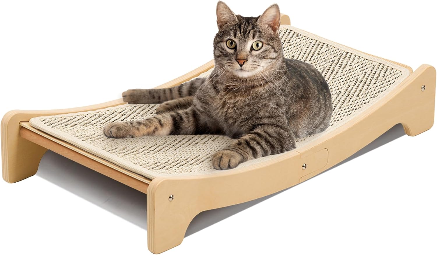 PETKARAY Sisal Cat Scratching Board, Curved Sisal Cat Scratcher, Large Indoor Kitty Scratch Pad, Heavy Duty Arc Lounge Bed for Kitten