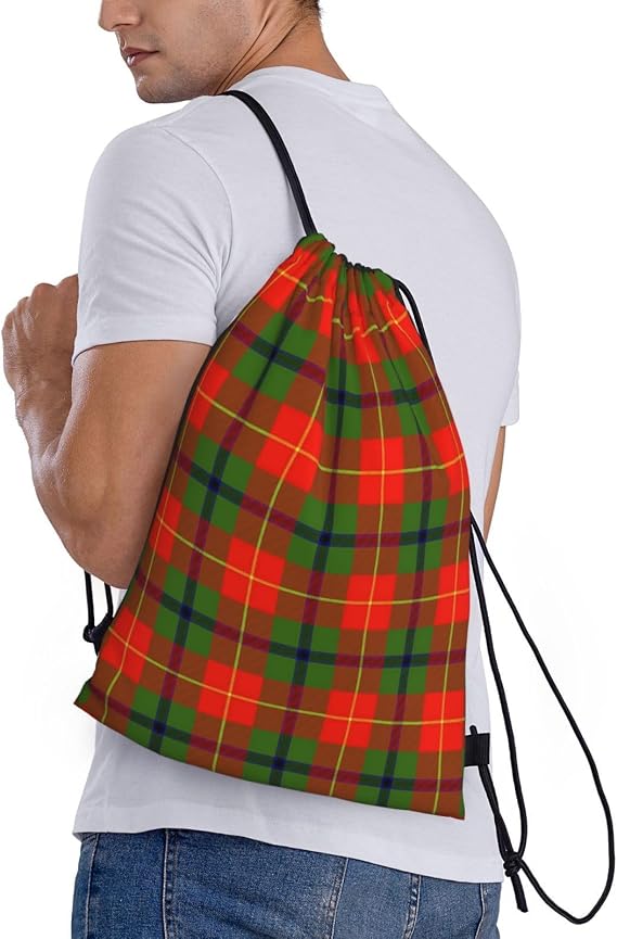 Drawstring Backpack String Bag Selkirk Tartan Sackpack for Sports Gym Smal