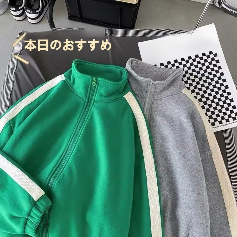 [TAKEY] ライン柄 スウェット 2点 セットアップ ジャージ 韓国 カジュアル 部屋着 春秋 男性用カーディガン衛衣セット青年