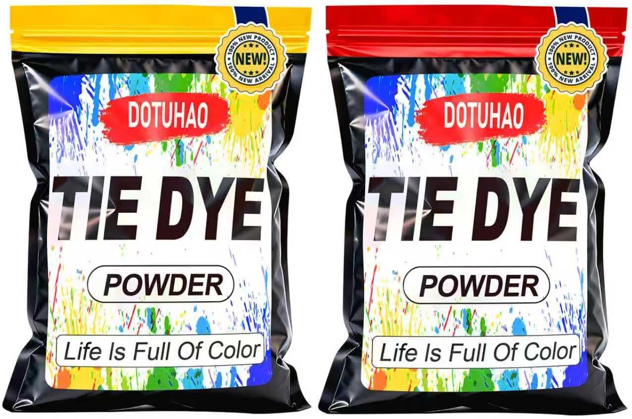 Tie Dye Powder Kit, Yellow & Red Colors Clothing Dye, Fabric Color Dye, Permanent & Washfast Powder Tie Dyes, Creative Dyes for Clothes(2 Colors, 2 OZ)