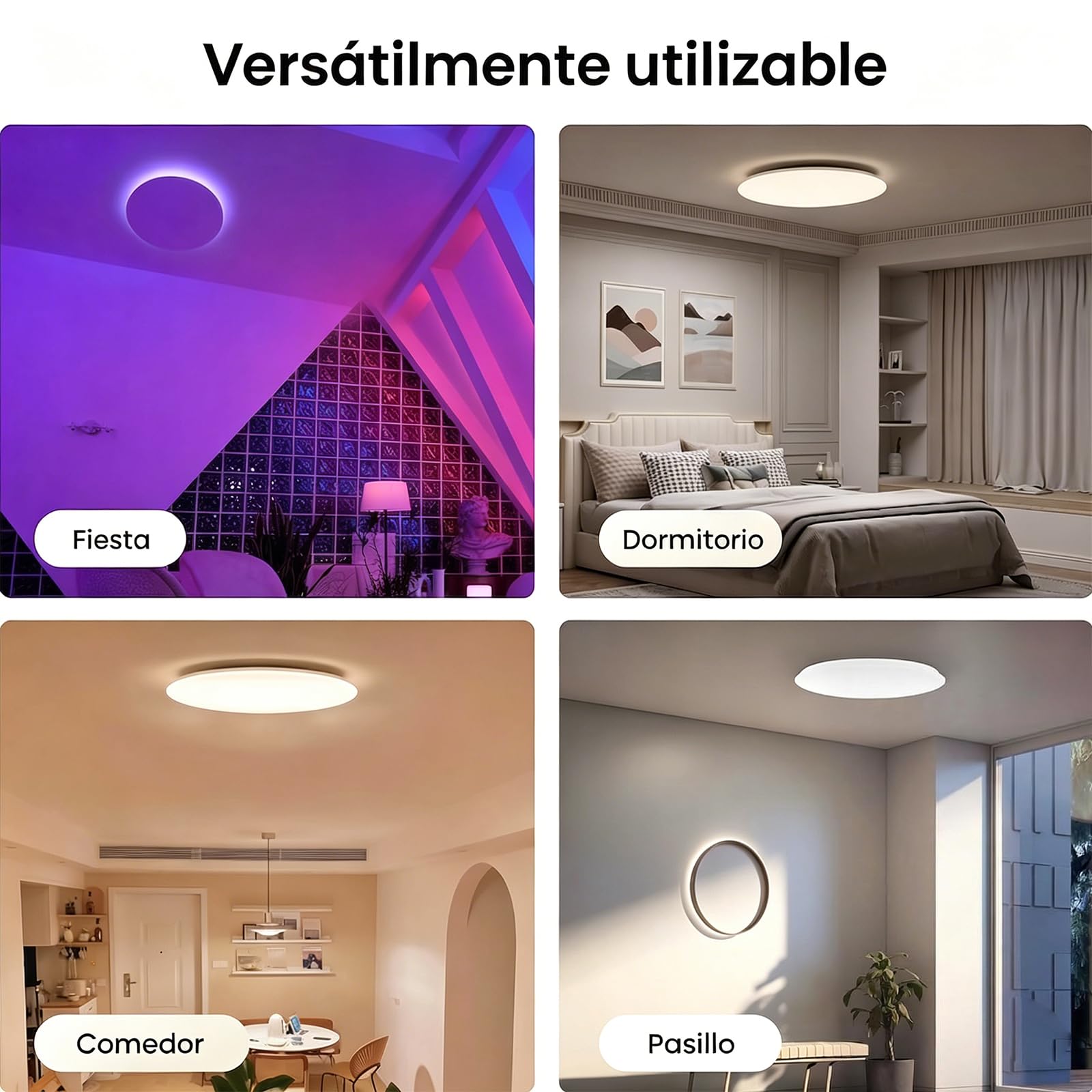 Yeelight Lampara Techo Inteligente 60cm, 4800LM RGBCW Plafon LED Techo Regulable, 2700K-6500K, Instalación Rápida, 16 Millones de Colores DIY, Compatible con Alexa y Google, App/Mando a Distancia