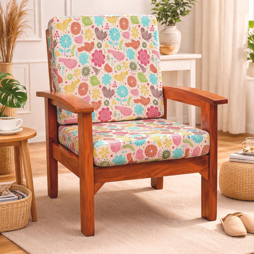 STITCHNEST 'Contour Fit Series' Stretchable Printed Wooden Sofa Cover (Pack of 6) – Elastic Wooden Chair Cover | Wooden Sofa Seat Cover | Size - 20-21 x 20-21 x 3-5 in-image-36