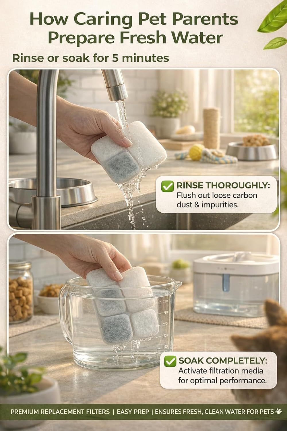 11L Stainless Steel XL Dog Water Fountain with Visible Water Window, Large Capacity Hydration System for Multi-Pet Homes, Includes 6 Replacement Filters, Quiet Pump