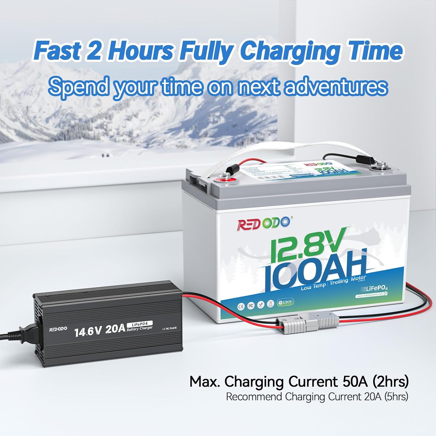 Redodo 12V 100Ah LiFePO4 Battery with Low-Temp Protection, Group 31 Lithium Battery Built-in 100A BMS, 4000+ Deep Cycles, 10-Year Lifetime, Ideal for Trolling Motor, Boat, RV, Cold Areas 4 Pack