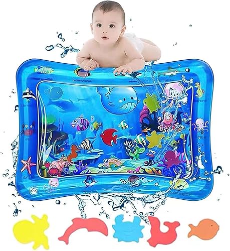 Alfombrilla de agua para bebés, tapete de juego para bebés y niños pequeños, actividades de desarrollo temprano, tapete de agua inflable para el