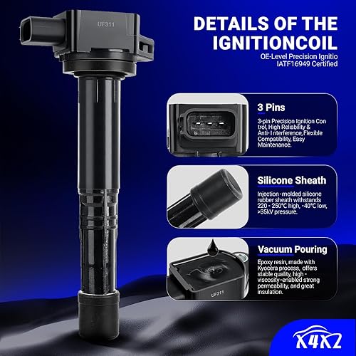 Vista 69 de Paquetes de bobina de encendido UF549 y bujía de iridio doble 9029, para Nissan Altima Versa Sentra Rogue Cube NV200 Pathfinder Infiniti FX50 M56
