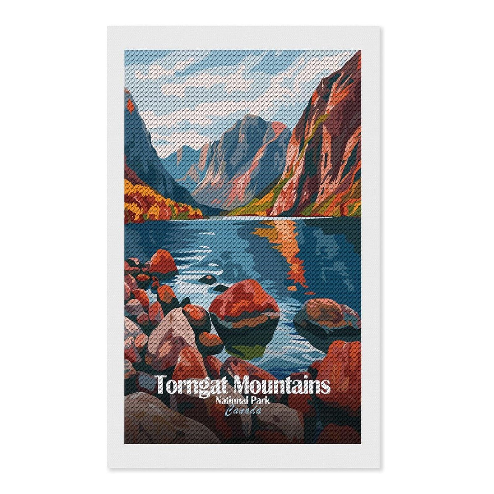 Junmoney Torngat Mountains National Park Canada Diamond Painting Canvas Kit 12"x20", Adhesive Canvas, Christmas Gift, Full Kit Included, Thoughtful Present