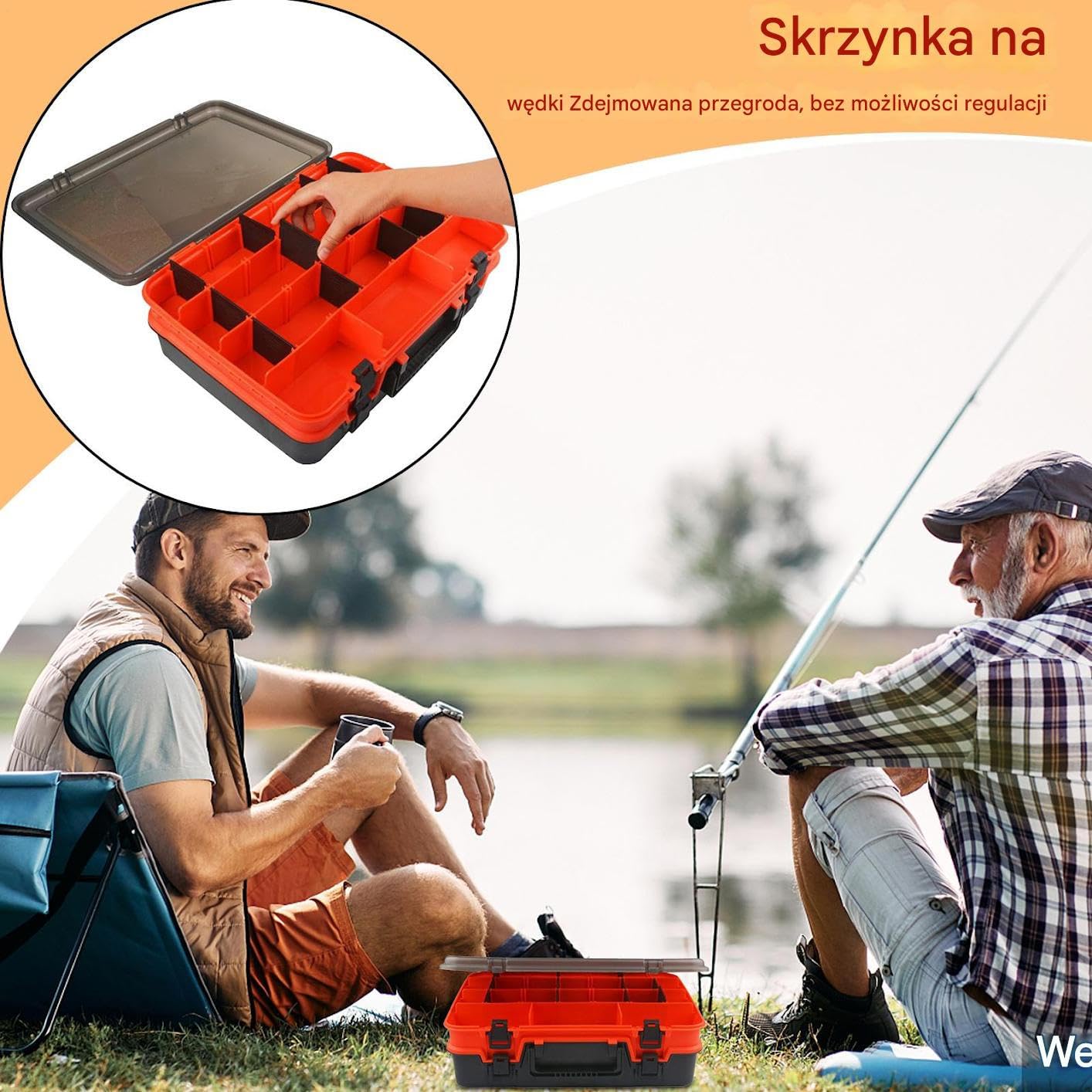 Organizer Na Sprzęt Wędkarski Całoroczny organizer na przynęty | Dwupoziomowa Skrzynka Wędkarska na pstrągi, sumy, słoną, słodką wodę, brzeg, molo, rzekę, jezioro,