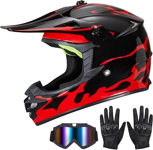 Miniatura 1 de Casco de Bicicleta de Tierra para Jóvenes Niños para Niños y Niñas, F001 Casco de Motocicleta de Cara Completa para Todoterreno ATV Conducción en