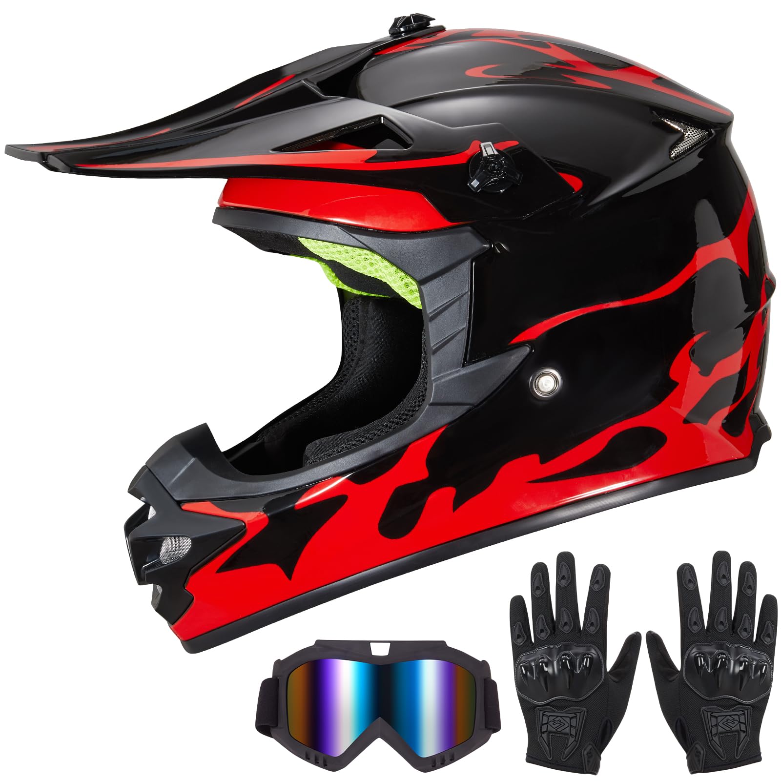 Youth Kids Dirt Bike Helmet,DOT Approved Full Face Motocross Set