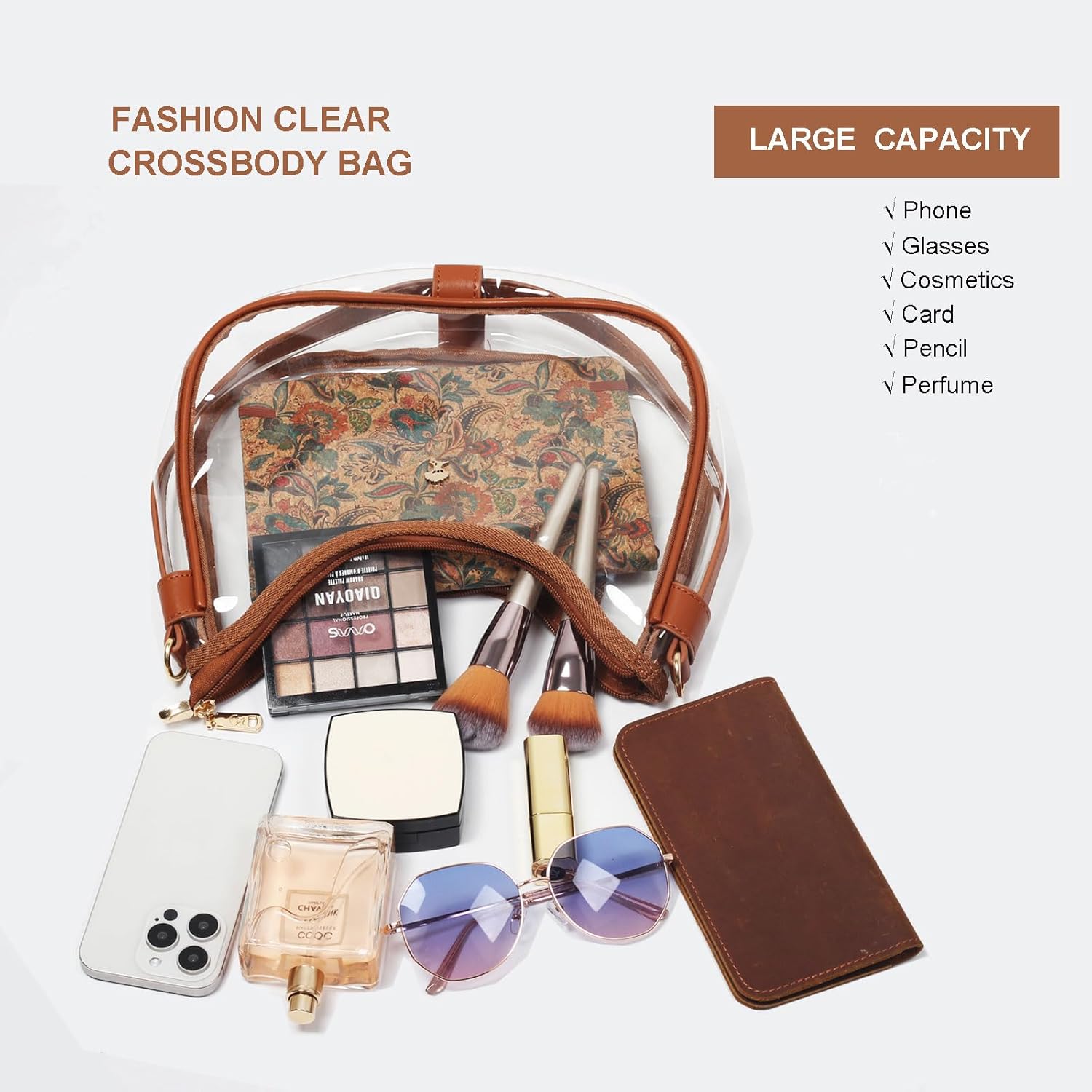 Clear Shoulder Bag for Women – Stadium-Approved Cute Hobo Tote, Crossbody Handbag & Mini Clutch Purse
