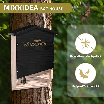 MIXXIDEA Bat House Bat Box Double Chamber Outdoor House Nursery Bat Shelter Habitatbig bat Box Handcrafted from Cedar Wood - Easy for Bats to Land and Roost - Weather Resistant & Ready to Install
