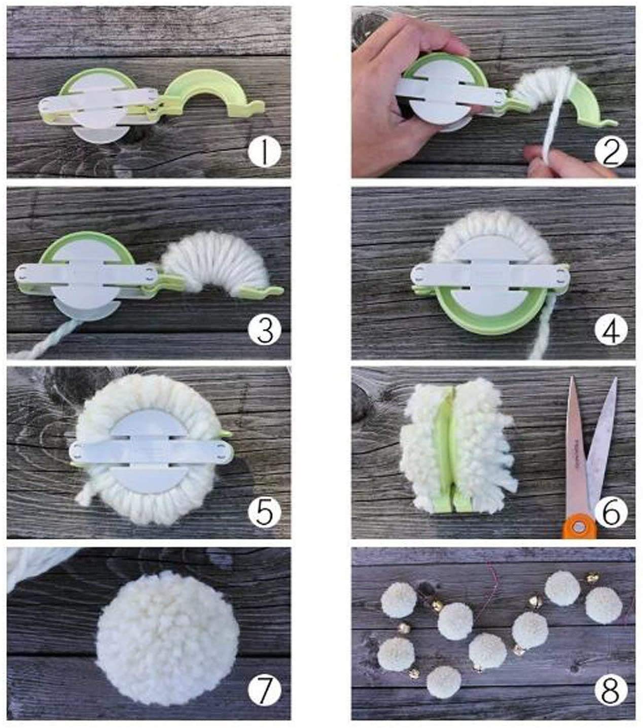 Pom Pom Maker 4 Taglie pompon Maker Fluff sfera Weaver ago fai da te in kit di attrezzi lavoro a maglia di lana per lavoro a maglia (4