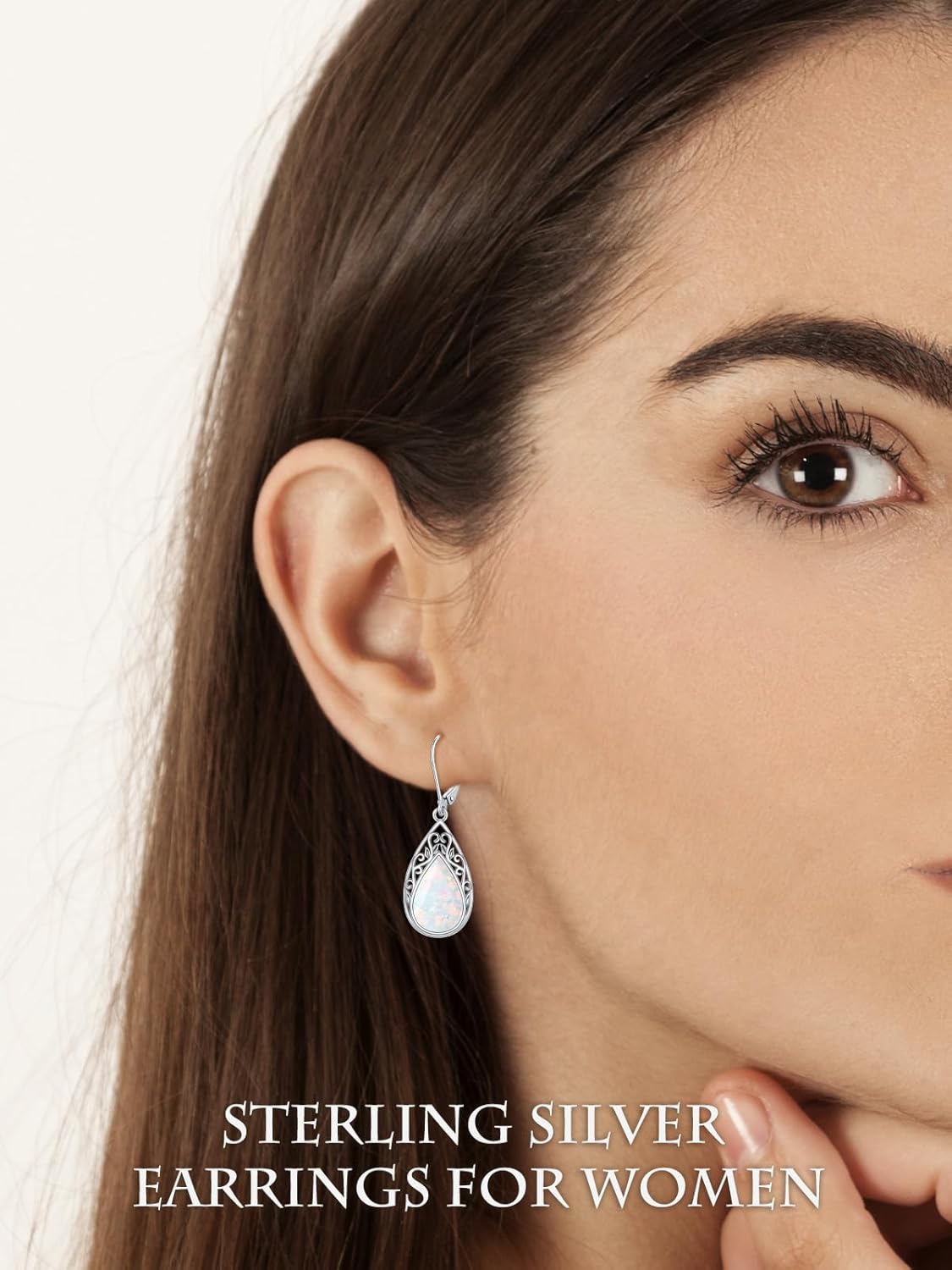 Teardrop Filigree Earrings for Women 925 Sterling Silver Teardrop Gemstone Dangle Earrings Fine Jewelry Gifts for Women Wife Mom - Image 2