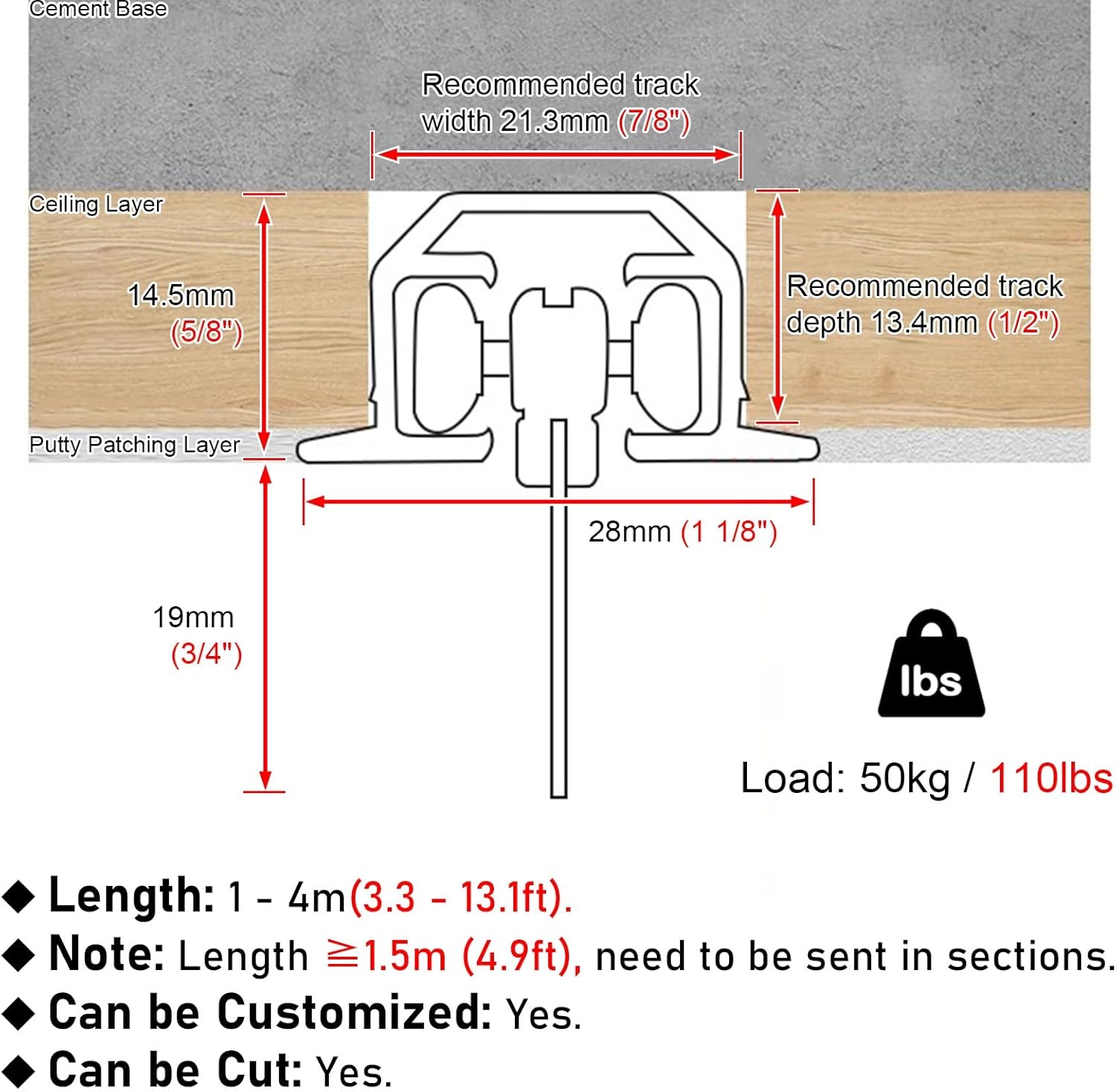 Heavy Duty Curtain Track System - Sliding Ceiling Rail Set with Hooks for Smooth, Quiet Operation - Ideal for Bedroom & Window Treatments
