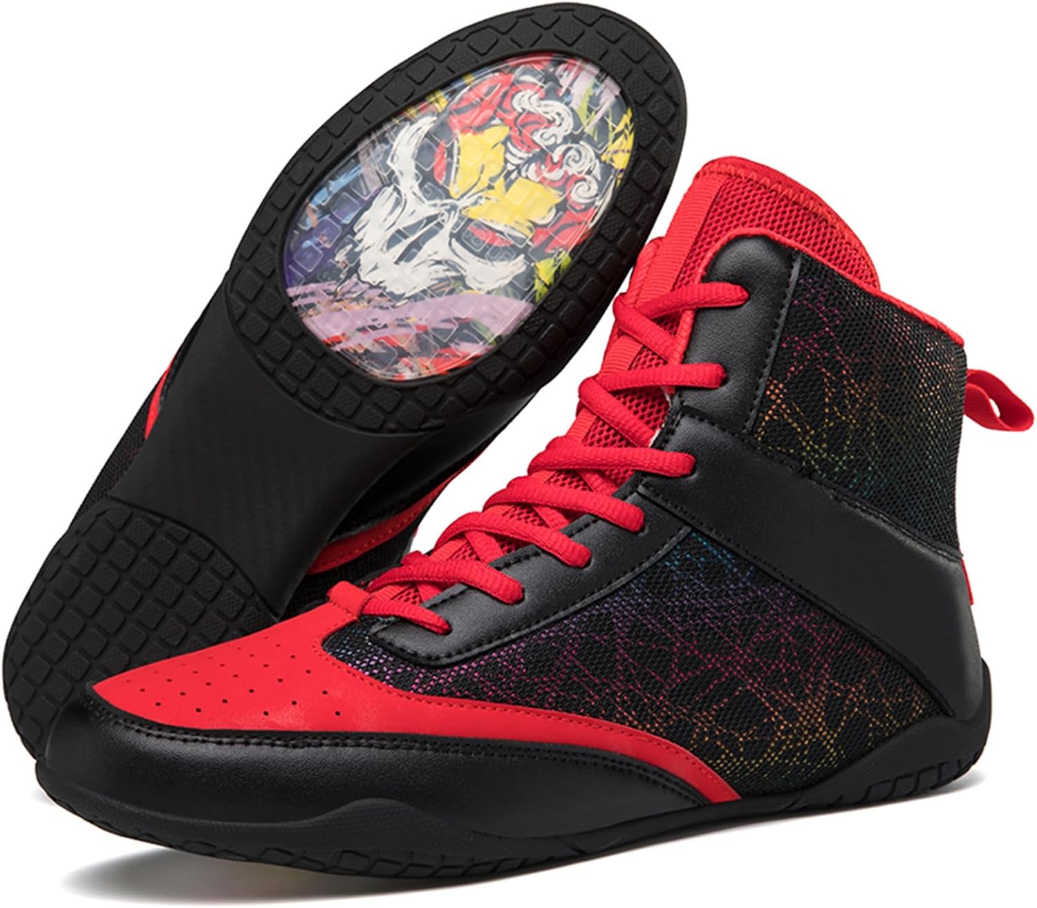 Cmadolrs Men's and Women's High Top Fighting Wrestling Shoes, Breathable Non-Slip Wrestling Fitness Training Boxing Shoes