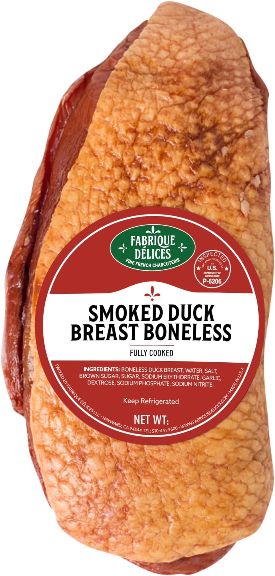 Fabrique Delices Smoked Magret Duck Breast - 0.75 lb Avg (Pack of 6) - Fully Cooked Moulard Duck, Perfect for Wine Pairing