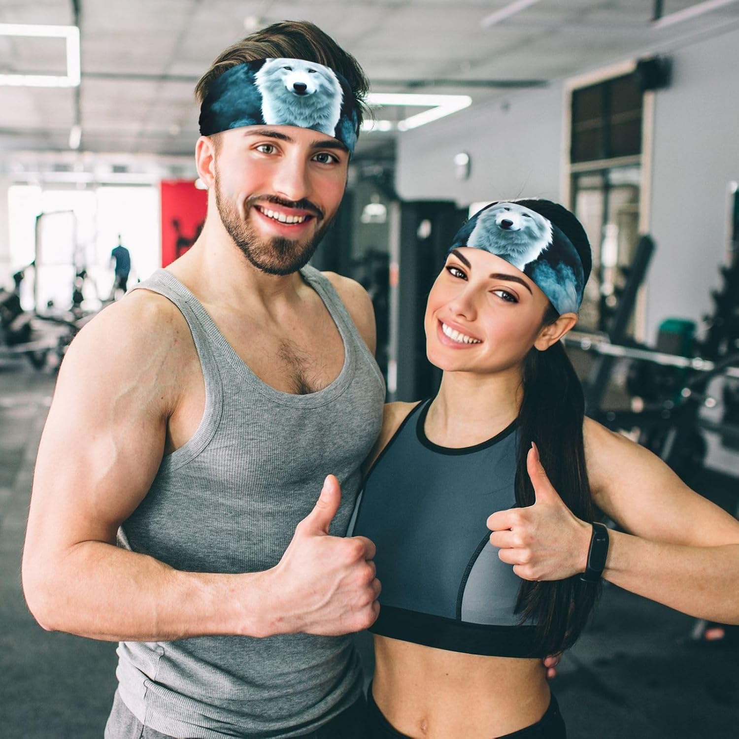 Wolf with Smoke Elastic Exercise Headband for Sports & Workouts