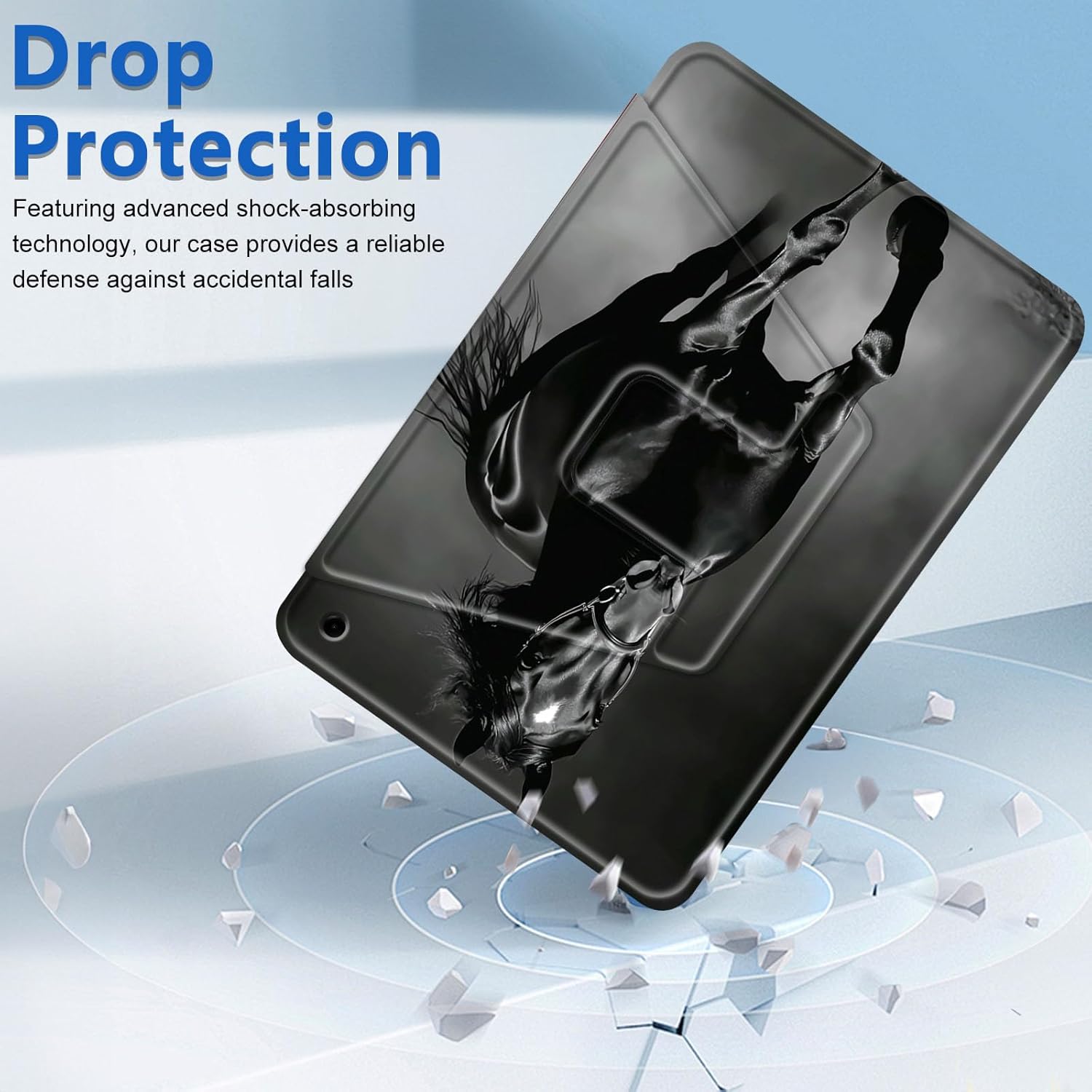 for Fire HD 10 Tablet Case (13th Generation, 2023 Released) 10.1 inch Multi-Angle Rotating Stand PU Leather Auto Wake/Sleep for Amazon Kindle fire 10 case Protective Cover,Black Horse