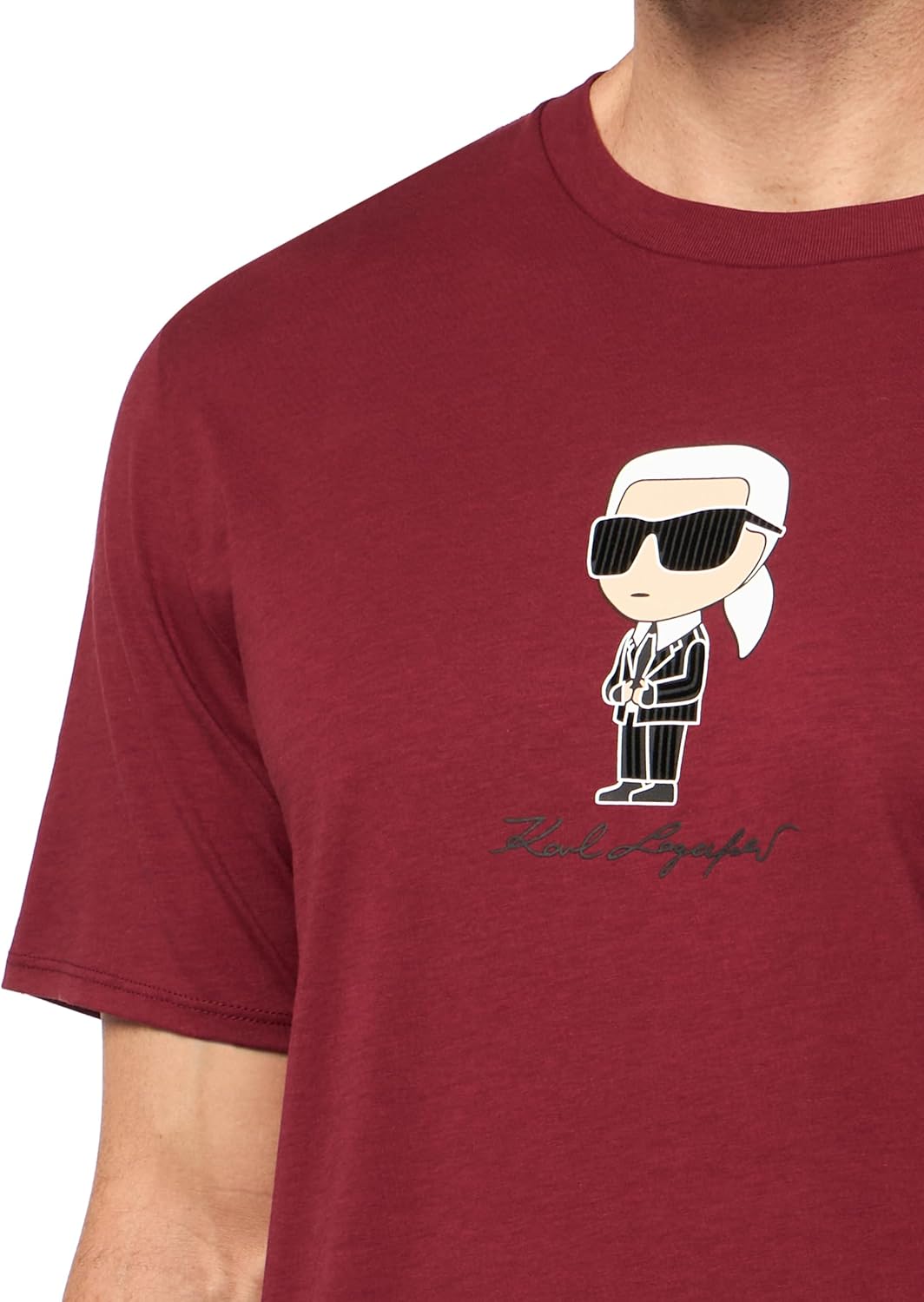 KARL LAGERFELD Men's Crewneck Short Sleeve Karl Graphic Striped Suit Relaxed Fit T-Shirt - Image 3