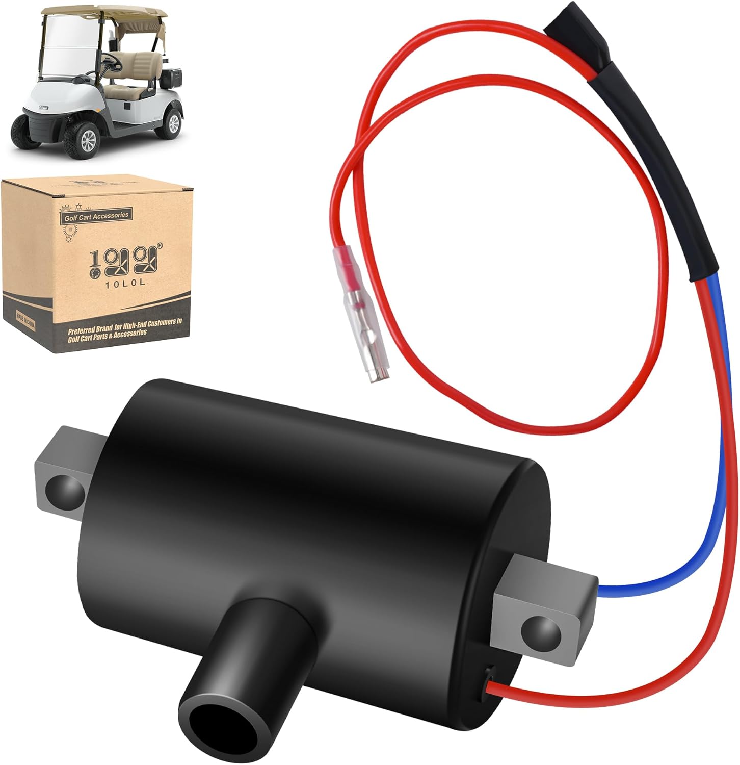 10L0L Ignition Coil for EZGO 2 Cycle Gas Golf Cart 1981-1994 EPIGC102 Replaces OEM 23782-G1, ZF-IG-A00113-P