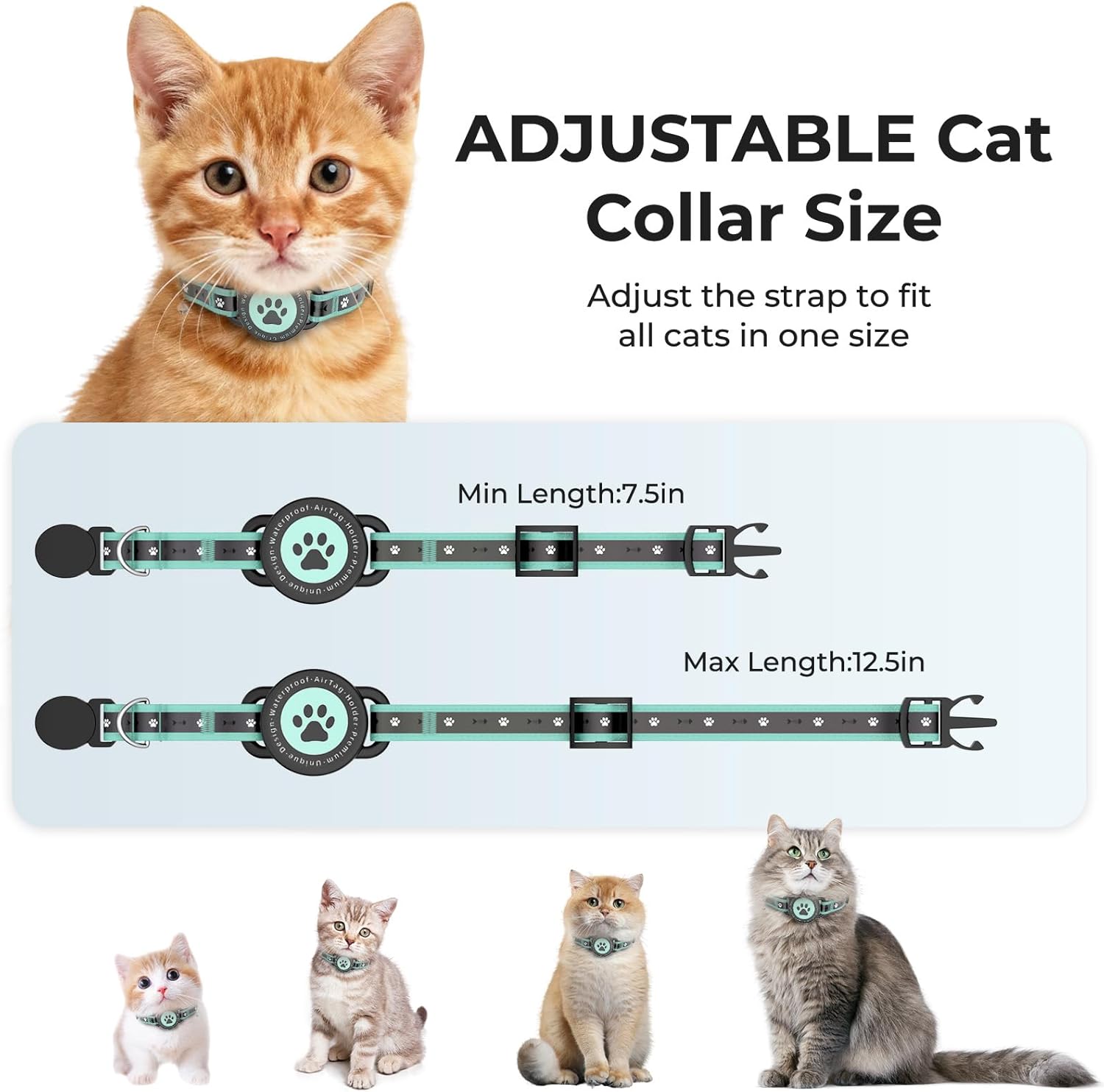 GPS Cat Tracker Collar(iOS & Android), Bluetooth Mini GPS Dog Tracker, Smart Pet Activity Tracker, No Monthly Fee, Work with Apple Find My & Google Find Hub, Finder Tag for Pets,Items (1 Pack)