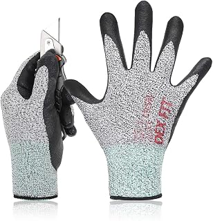 DEX FIT Level 2 Cut Resistant Gloves CR533 - Firm Non-Slip Grip; Thin & Lightweight; Durable & Foam Coated; Soft & 3D-Comfort Fit; Washable; Grey 8 (M) 1 Pair