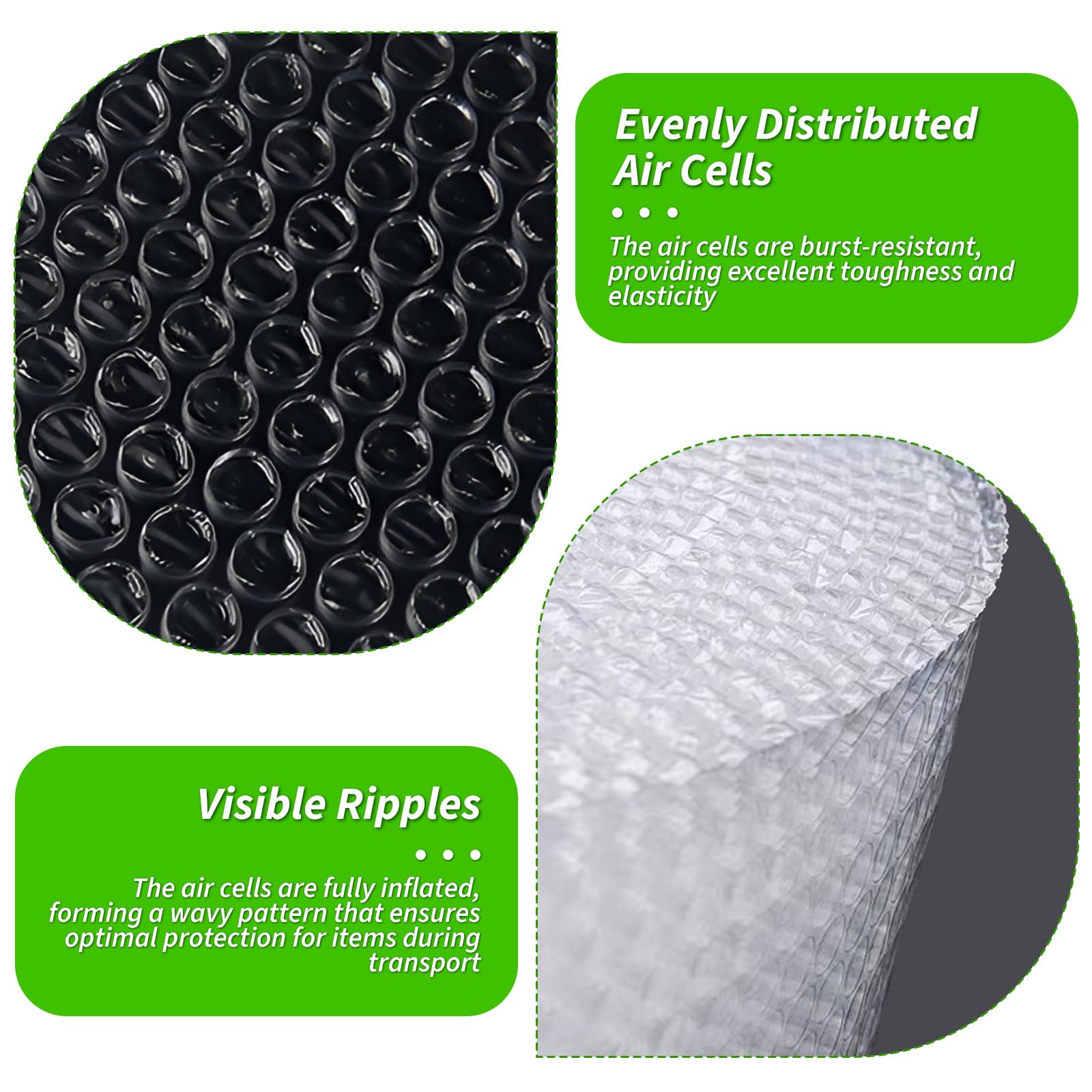 Rierousy Rollo de envoltura de burbujas, 10 m de largo x 20 cm de ancho, película de embalaje, película de embalaje, rollo de material de embalaje, lámina acolchada de polietileno, 2 rollos para
