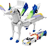Vista 8 de Coches de Juguete Transformables de Colisión de Unicornio para Niñas y Niños, 2 Coches Magnéticos que se Transforman en Coches Robot Transformables