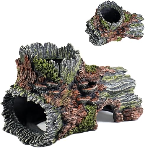 Decoraciones de Acuario Tronco de Árbol Hueco Accesorios para Tanque de Peces Tocón Refugio para Betta Cuevas Madera Flotante para Acuario Árbol de