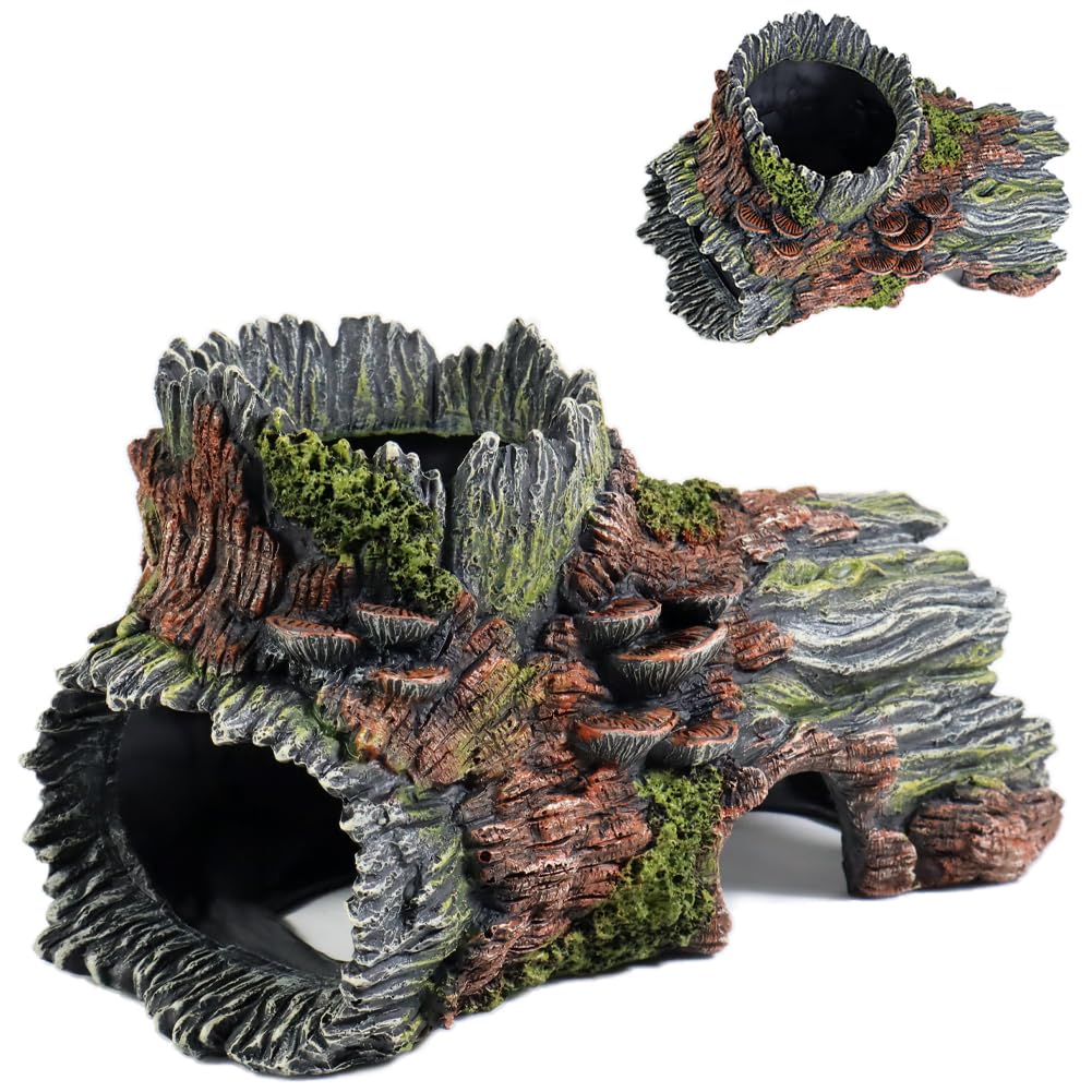 Photo 1 of PTFJZ Aquarium Decorations Hollow Tree Trunk Fish Tank Accessories Stump Shelter for Betta Hideout Caves Driftwood for Aquarium Simulation Tree Decor with Holes