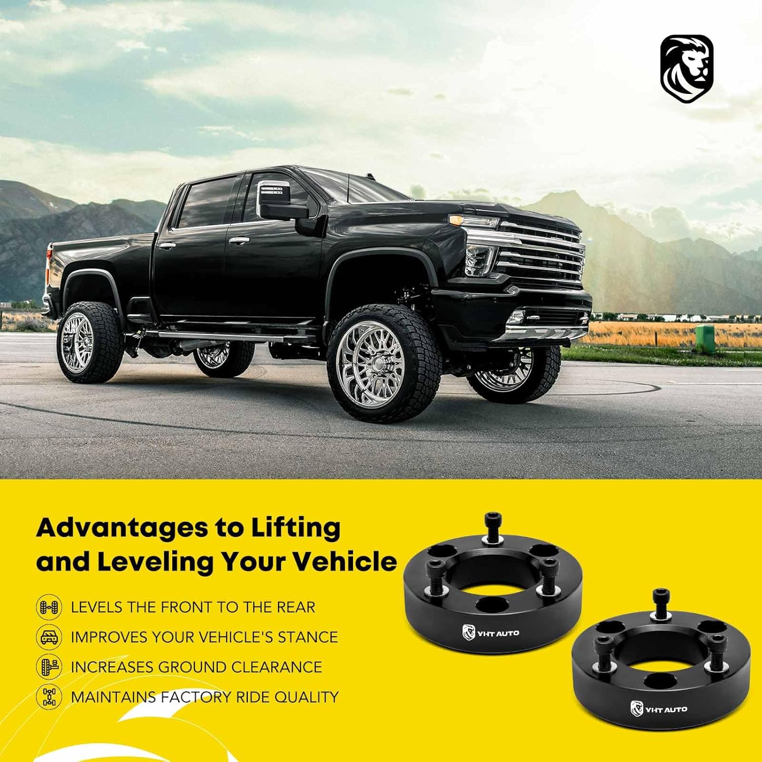 YHTAUTO 2 Inch Front Leveling Lift Kit Fits 2004-2026 Ford F-150, 2003-2018 Expedition, 2006-2008 Lincoln Mark LT | RWD/4WD | Spacers Raise the Front By 2 Inch | 2PCS Suspension Leveling Kit