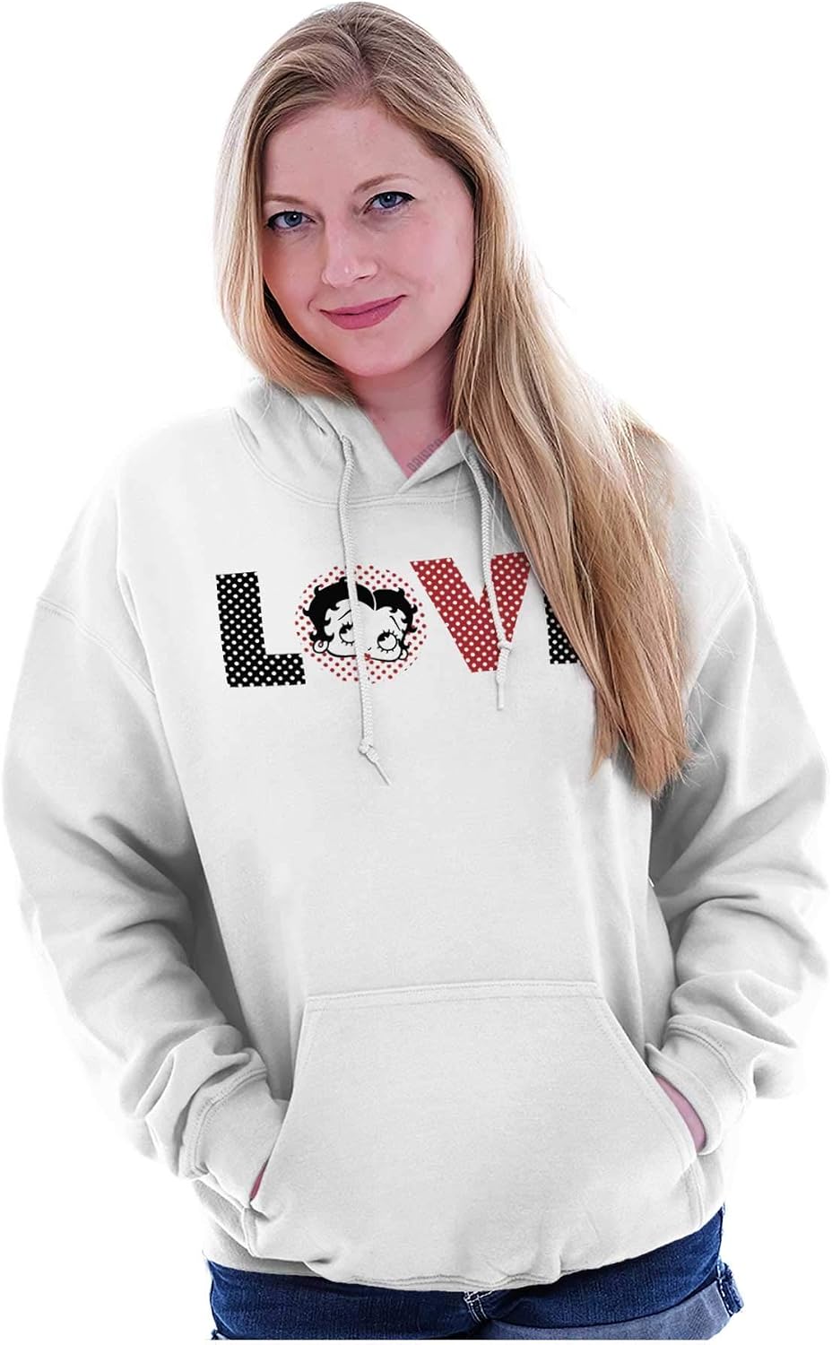 Brisco Brands Betty Boop Cartoon Polka Dots Love Hoodie Sweatshirt Women