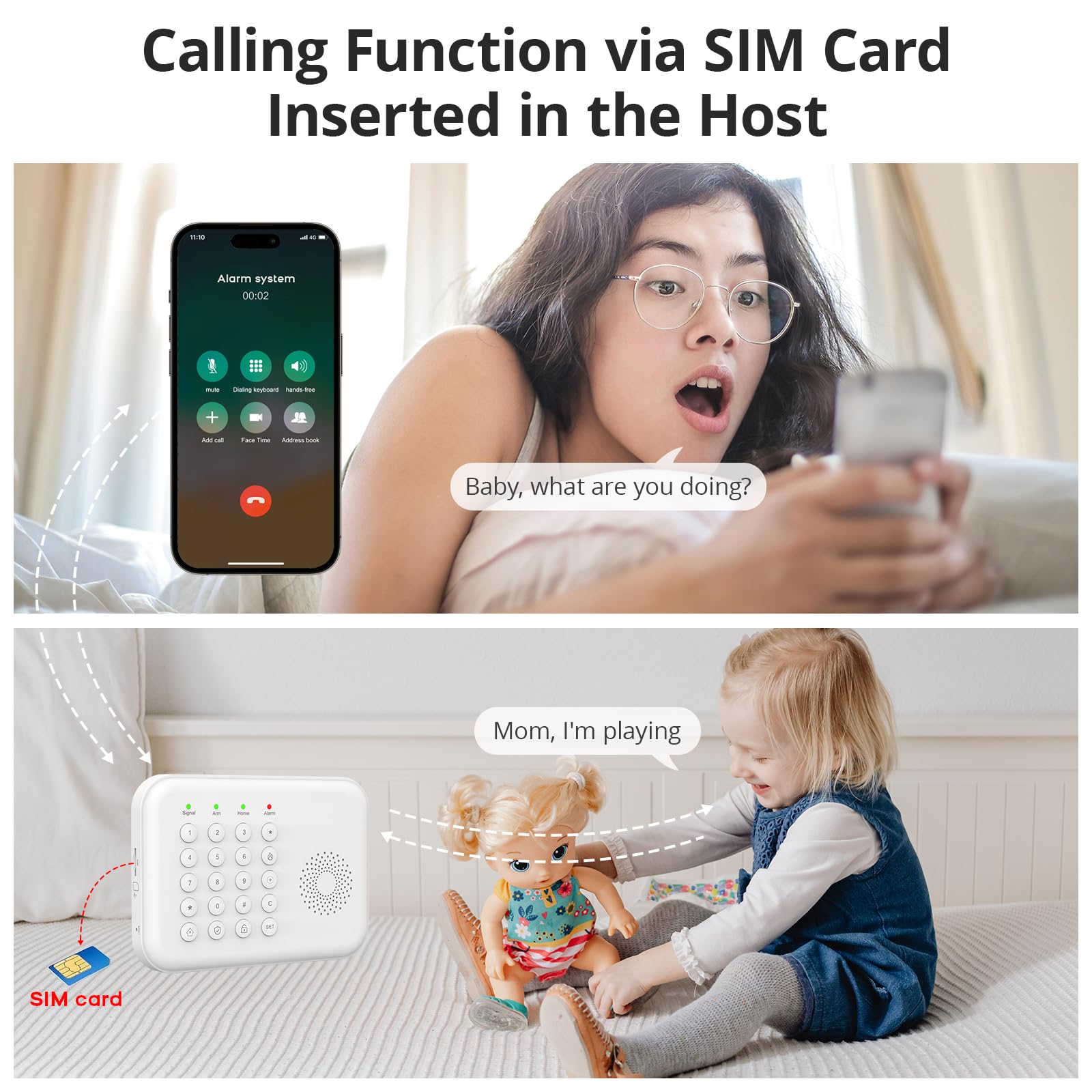 Sistema de Alarma doméstica inalámbrico, Kit antirrobo DIY con sensores de Puerta, Detector de Movimiento, Sirena Sonora, alertas por SMS 4G/App Tuya para apartamento,Oficina,Garaje
