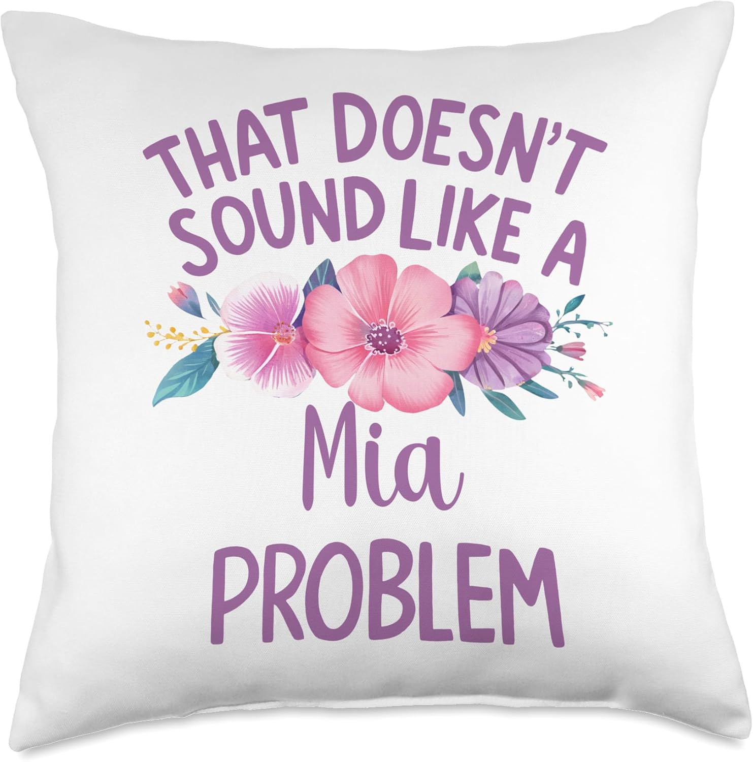 Mia Personalized Cute Flower Girls Mia Name Throw Pillow