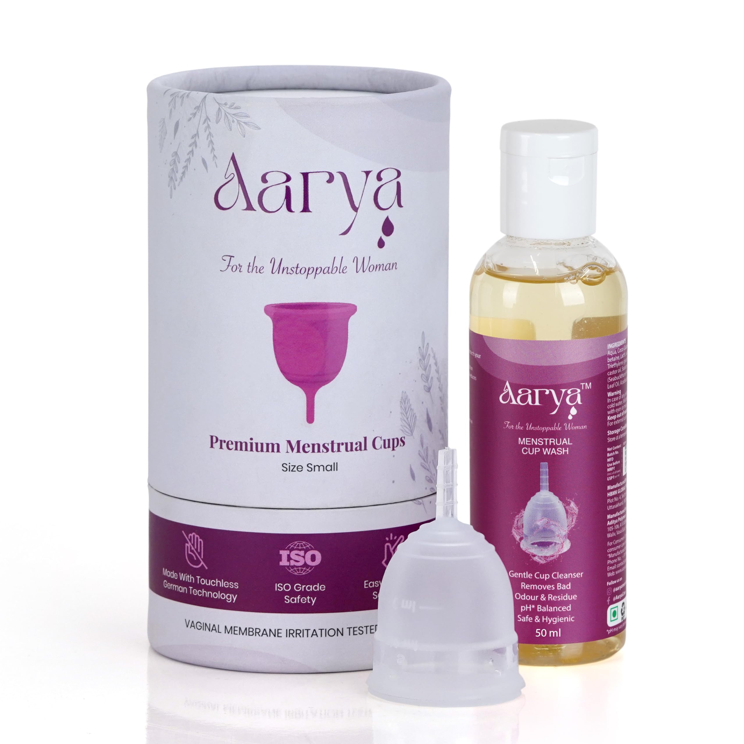 AARYA Reusable Menstrual Periods Cup for Women with Cup Wash - Medical Grade Silicone | Comfortable Odour & Rash-Free | Upto 12 Hours Leakage Protection | FDA Compliance (Small 50ml)-image-34