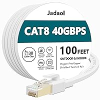 Vista 19 de Cable Ethernet Cat8, para exteriores e interiores, cable de red LAN Cat 8 de alta velocidad de 30 pies, cable de conexión de computadora plano RJ45
