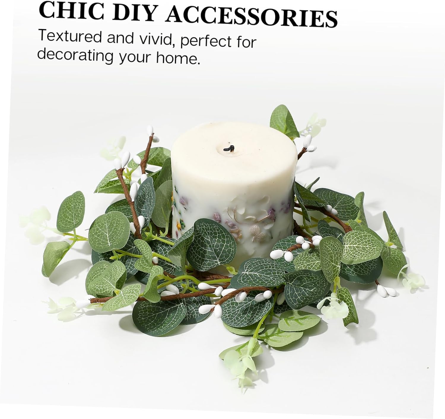 12pcs Eucalyptus Wreaths for Candles Bohemian Style Candle Rings for Table Decor
