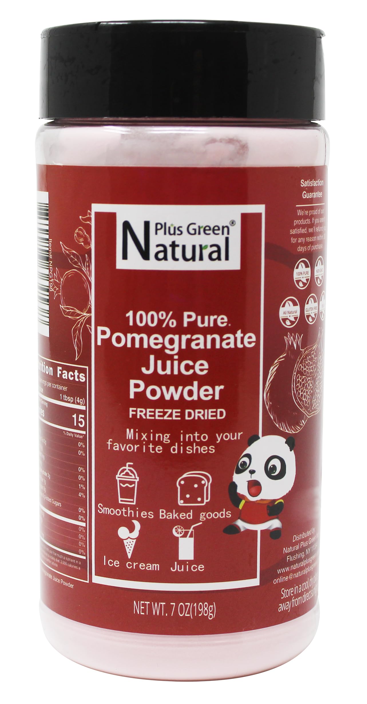NPG Freeze-Dried Pomegranate Juice Powder 7 Oz, Seedless Fine Powder 100% Natural for Smoothies, Beverages, Baking, and Cooking, Vegan-Friendly, Light Pink Color