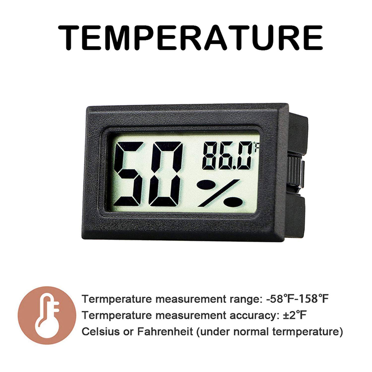 Rojuna Mini Thermometer Hygrometer, Small Digital Electronic Temperature Humidity Meters Gauge Indoor LCD Display Fahrenheit for Humidors, Greenhouse, Garden, Cellar, Fridge, Mason Jar (5) : Patio, Lawn & Garden