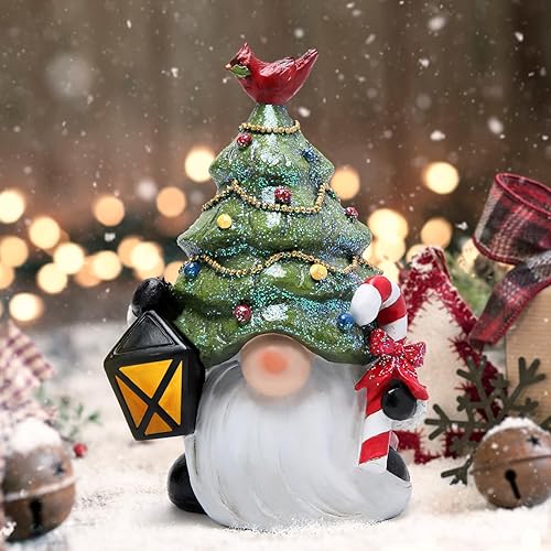 Miniatura 5 de Hodao Decoraciones de gnomos de Navidad de 7.75 pulgadas, figuras de gnomo de árbol de Navidad, lámpara de luz, decoraciones de gnomos hechos a