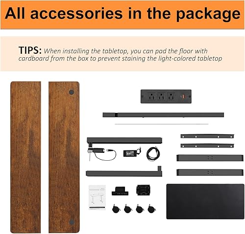 Miniatura 9 de Legooin Escritorio eléctrico de altura ajustable de pie, escritorio sit-stand de 55 x 24 pulgadas con toma de corriente, 2 puertos USB, 3 tomas de