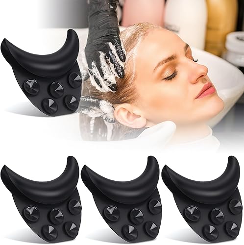 Geetery 4 piezas de cojín de silicona antideslizante para champú de silicona para el cuello, almohada para peluquería y lavabo con ventosas para