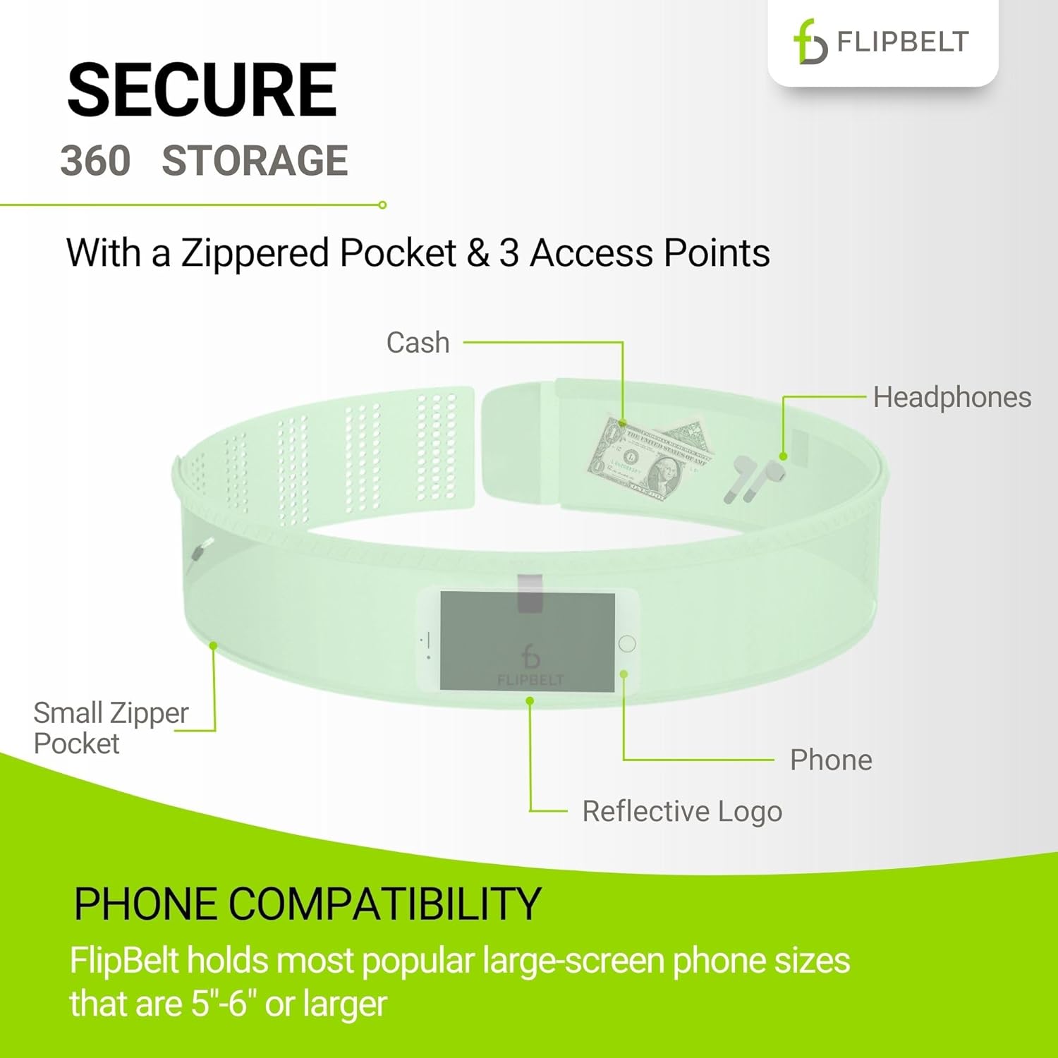 FlipBelt Air Adjustable - Spring Mint - MXL - Image 3