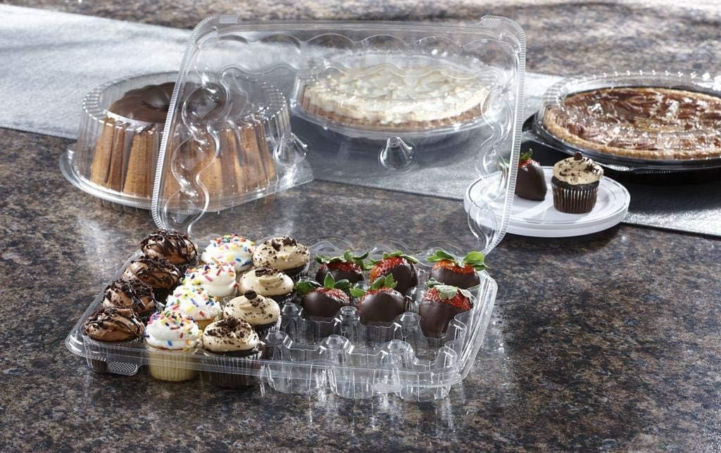 Sabert KP224 Clear Hinged Cupcake Container for 24 Mini Cupcakes - Pack of 5